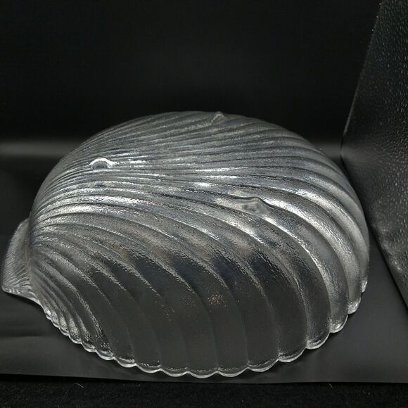 Anchor Hocking Vintage Clam Shell Salad Serving Bowl, Clear Frosted Glass - Picture 7 of 10